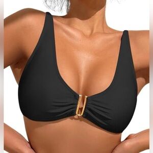 For MIA TOP ONLY!  Black Women's Swim Top with Gold Accent